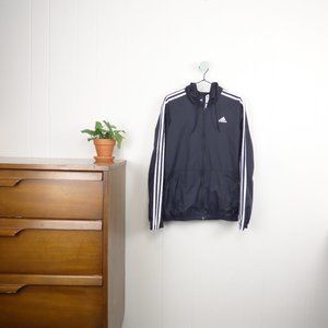 Adidas 3 Stripe Full Zip Hooded Windbreaker Jacket